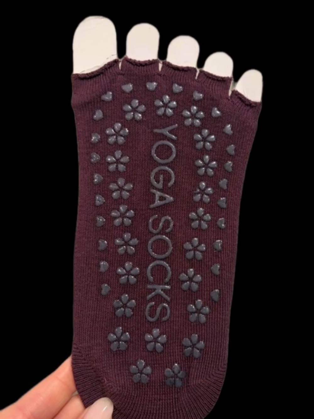 Yoga Socks Open Toe Non-Slip Grip Barre Pilates Socks Burgundy